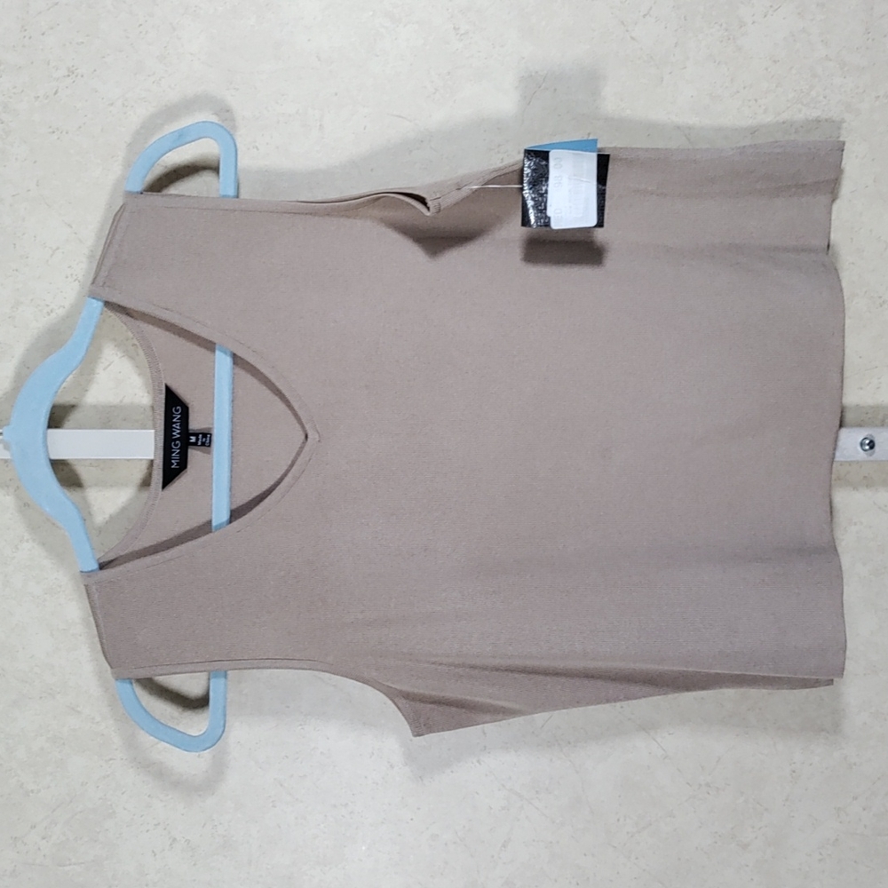 H172 Ming Wang mocha v-neck tank top M NWT